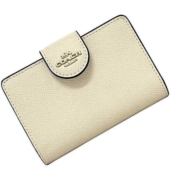 Coach Bifold Medium Corner Zip Wallet ec-24781 White 6390 Unused Leather COAC...